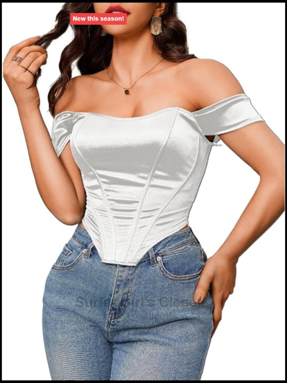 Satin Strapless Off Shoulder Corset Top Ruched Sleeve Bustier